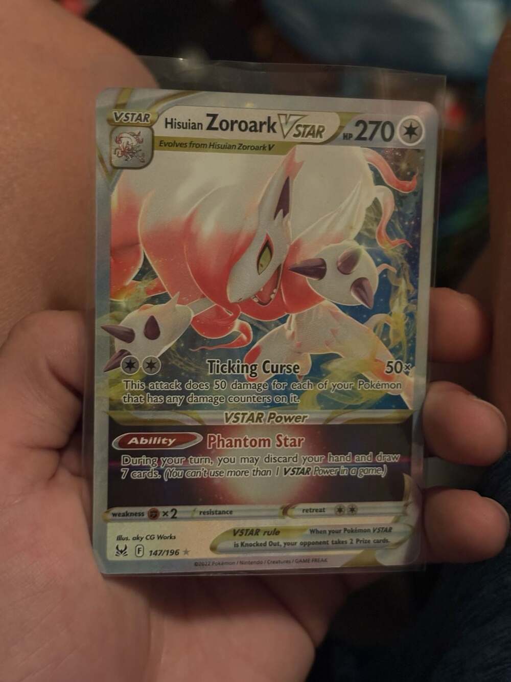 Hisuian Zoroark VSTAR 147/196 Ultra Rare Lost Origin Pokemon Card - NM Near Mint